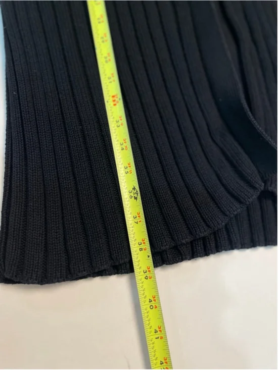VTG Ralph Lauren Black Ribbed Knit Long Cardigan M Chunky Old Money Minimalist - Picture 7 of 7